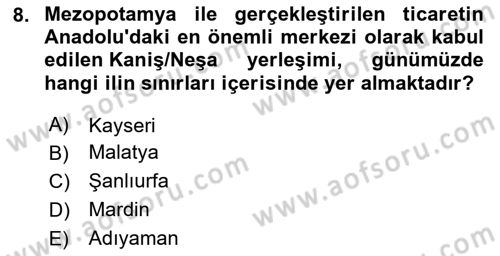 Eski Mezopotamya ve Mısır Tarihi Dersi 2020 - 2021 Yılı Yaz Okulu Sınav Soruları 8. Soru