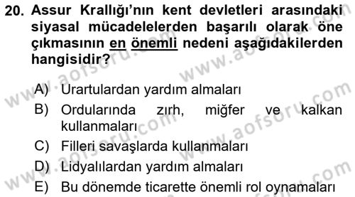 Eski Mezopotamya ve Mısır Tarihi Dersi 2021 - 2022 Yılı (Vize) Ara Sınav Soruları 20. Soru