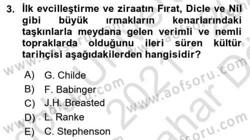 Eski Mezopotamya ve Mısır Tarihi Dersi 2021 - 2022 Yılı (Vize) Ara Sınav Soruları 3. Soru