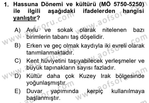 Eski Mezopotamya ve Mısır Tarihi Dersi 2021 - 2022 Yılı (Final) Dönem Sonu Sınav Soruları 1. Soru