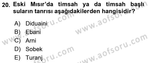 Eski Mezopotamya ve Mısır Tarihi Dersi 2021 - 2022 Yılı (Final) Dönem Sonu Sınav Soruları 20. Soru
