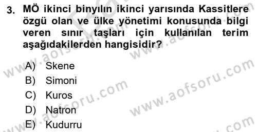 Eski Mezopotamya ve Mısır Tarihi Dersi 2021 - 2022 Yılı (Final) Dönem Sonu Sınav Soruları 3. Soru