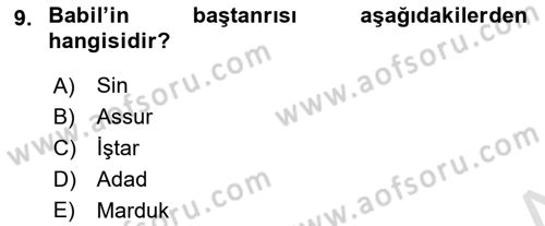 Eski Mezopotamya ve Mısır Tarihi Dersi 2021 - 2022 Yılı (Final) Dönem Sonu Sınav Soruları 9. Soru