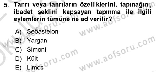 Eski Mezopotamya ve Mısır Tarihi Dersi 2021 - 2022 Yılı Yaz Okulu Sınav Soruları 5. Soru
