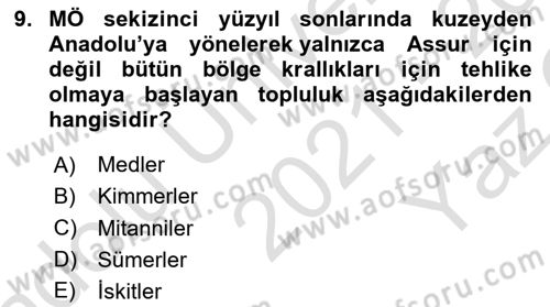 Eski Mezopotamya ve Mısır Tarihi Dersi 2021 - 2022 Yılı Yaz Okulu Sınav Soruları 9. Soru