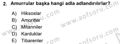 Eski Mezopotamya ve Mısır Tarihi Dersi 2022 - 2023 Yılı Yaz Okulu Sınav Soruları 2. Soru