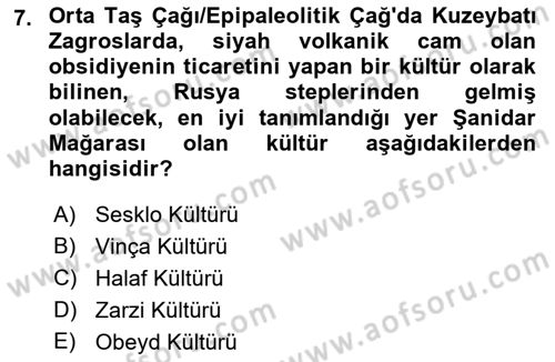 Eski Mezopotamya ve Mısır Tarihi Dersi 2022 - 2023 Yılı Yaz Okulu Sınav Soruları 7. Soru