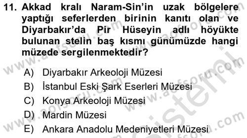 Eski Mezopotamya ve Mısır Tarihi Dersi 2023 - 2024 Yılı (Vize) Ara Sınav Soruları 11. Soru