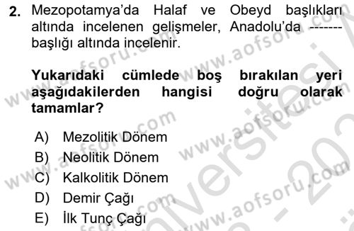 Eski Mezopotamya ve Mısır Tarihi Dersi 2023 - 2024 Yılı (Vize) Ara Sınav Soruları 2. Soru