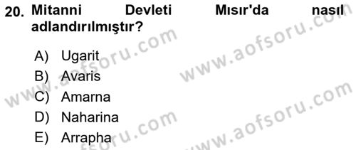 Eski Mezopotamya ve Mısır Tarihi Dersi 2023 - 2024 Yılı (Vize) Ara Sınav Soruları 20. Soru