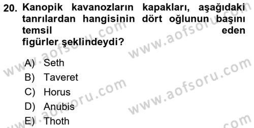 Eski Mezopotamya ve Mısır Tarihi Dersi 2023 - 2024 Yılı (Final) Dönem Sonu Sınav Soruları 20. Soru