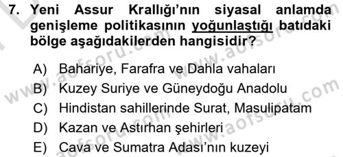 Eski Mezopotamya ve Mısır Tarihi Dersi 2023 - 2024 Yılı (Final) Dönem Sonu Sınav Soruları 7. Soru