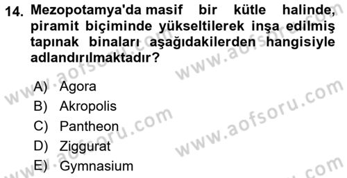 Eski Mezopotamya ve Mısır Tarihi Dersi 2024 - 2025 Yılı (Vize) Ara Sınav Soruları 14. Soru