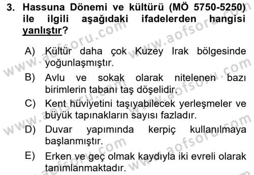 Eski Mezopotamya ve Mısır Tarihi Dersi 2024 - 2025 Yılı (Vize) Ara Sınav Soruları 3. Soru