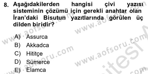 Eski Mezopotamya ve Mısır Tarihi Dersi 2024 - 2025 Yılı (Vize) Ara Sınav Soruları 8. Soru