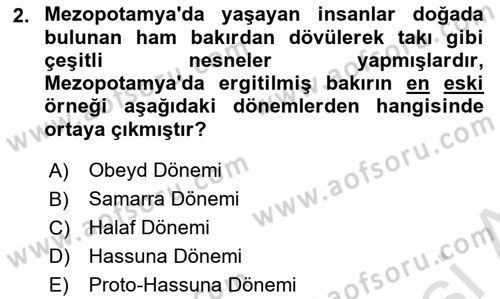 Eski Mezopotamya ve Mısır Tarihi Dersi 2024 - 2025 Yılı (Final) Dönem Sonu Sınav Soruları 2. Soru
