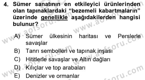 Eski Mezopotamya ve Mısır Tarihi Dersi Dönem Sonu Sınavı Deneme Sınav Soruları 4. Soru