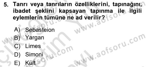 Eski Mezopotamya ve Mısır Tarihi Dersi 2024 - 2025 Yılı Yaz Okulu Sınav Soruları 5. Soru
