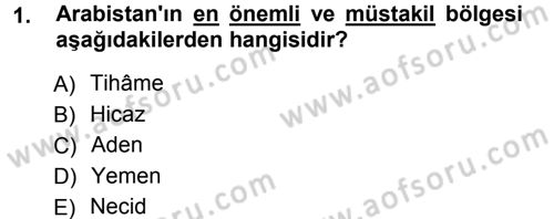 İslam Tarihi ve Medeniyeti 1 Dersi Ara Sınavı Deneme Sınav Soruları 1. Soru
