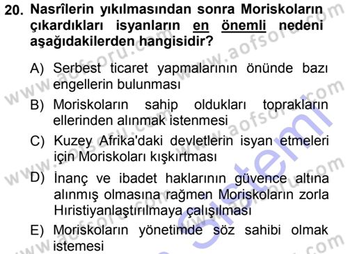 İslam Tarihi ve Medeniyeti 1 Dersi 2012 - 2013 Yılı (Final) Dönem Sonu Sınav Soruları 20. Soru