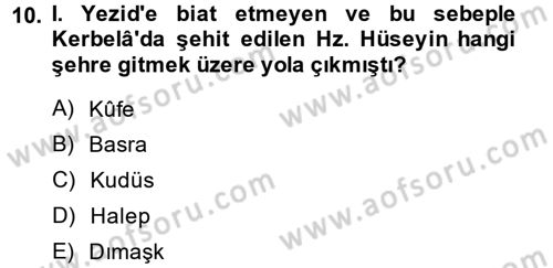 İslam Tarihi ve Medeniyeti 1 Dersi 2013 - 2014 Yılı (Final) Dönem Sonu Sınav Soruları 10. Soru