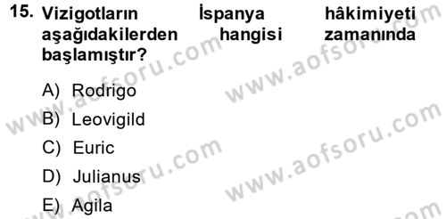 İslam Tarihi ve Medeniyeti 1 Dersi 2013 - 2014 Yılı (Final) Dönem Sonu Sınav Soruları 15. Soru