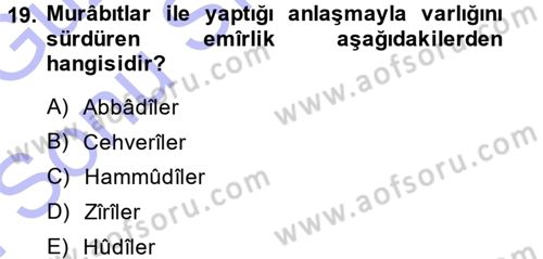 İslam Tarihi ve Medeniyeti 1 Dersi 2013 - 2014 Yılı (Final) Dönem Sonu Sınav Soruları 19. Soru