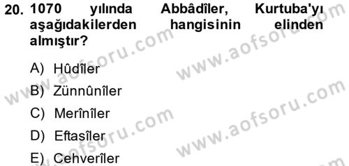 İslam Tarihi ve Medeniyeti 1 Dersi 2013 - 2014 Yılı (Final) Dönem Sonu Sınav Soruları 20. Soru