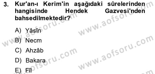İslam Tarihi ve Medeniyeti 1 Dersi 2013 - 2014 Yılı (Final) Dönem Sonu Sınav Soruları 3. Soru