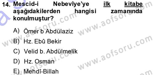 İslam Tarihi ve Medeniyeti 1 Dersi Ara Sınavı Deneme Sınav Soruları 14. Soru