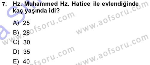 İslam Tarihi ve Medeniyeti 1 Dersi Ara Sınavı Deneme Sınav Soruları 7. Soru