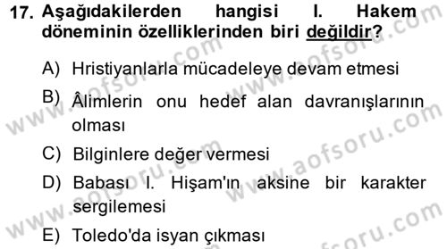 İslam Tarihi ve Medeniyeti 1 Dersi 2014 - 2015 Yılı (Final) Dönem Sonu Sınav Soruları 17. Soru