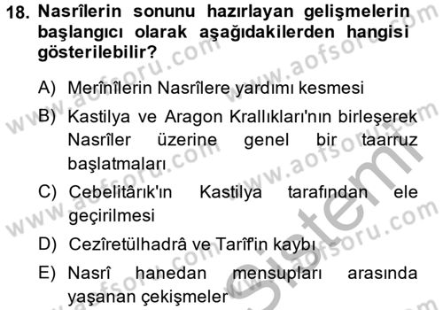 İslam Tarihi ve Medeniyeti 1 Dersi 2014 - 2015 Yılı (Final) Dönem Sonu Sınav Soruları 18. Soru