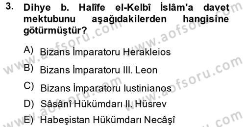 İslam Tarihi ve Medeniyeti 1 Dersi 2014 - 2015 Yılı (Final) Dönem Sonu Sınav Soruları 3. Soru
