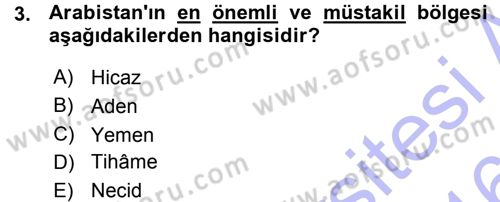 İslam Tarihi ve Medeniyeti 1 Dersi Ara Sınavı Deneme Sınav Soruları 3. Soru