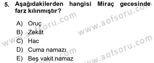 İslam Tarihi ve Medeniyeti 1 Dersi 2015 - 2016 Yılı (Vize) Ara Sınav Soruları 5. Soru