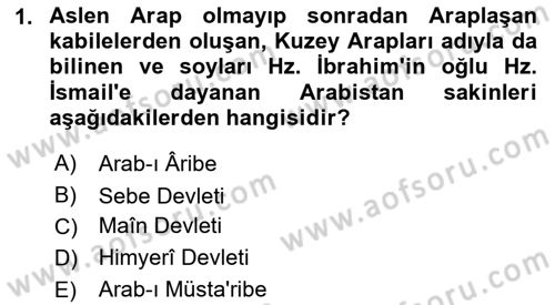 İslam Tarihi ve Medeniyeti 1 Dersi 2015 - 2016 Yılı (Final) Dönem Sonu Sınav Soruları 1. Soru