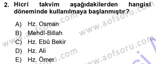 İslam Tarihi ve Medeniyeti 1 Dersi 2015 - 2016 Yılı (Final) Dönem Sonu Sınav Soruları 2. Soru