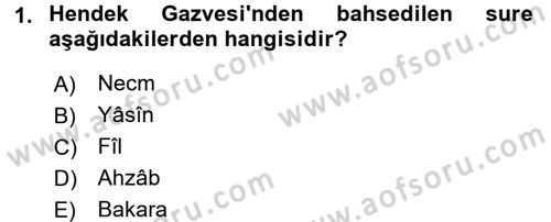 İslam Tarihi ve Medeniyeti 1 Dersi 2016 - 2017 Yılı (Final) Dönem Sonu Sınav Soruları 1. Soru