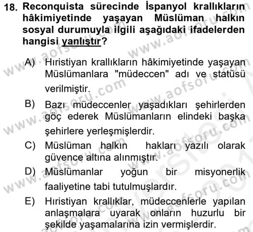 İslam Tarihi ve Medeniyeti 1 Dersi 2016 - 2017 Yılı (Final) Dönem Sonu Sınav Soruları 18. Soru