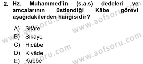 İslam Tarihi ve Medeniyeti 1 Dersi 2016 - 2017 Yılı (Final) Dönem Sonu Sınav Soruları 2. Soru