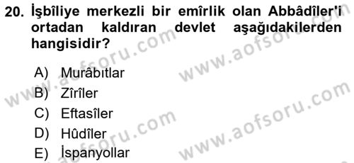 İslam Tarihi ve Medeniyeti 1 Dersi 2017 - 2018 Yılı (Final) Dönem Sonu Sınav Soruları 20. Soru
