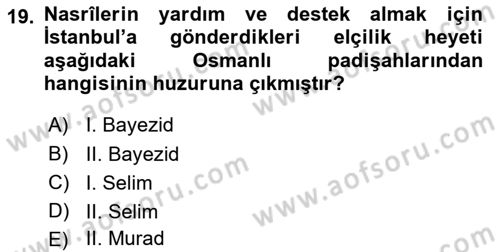 İslam Tarihi ve Medeniyeti 1 Dersi 2018 - 2019 Yılı (Final) Dönem Sonu Sınav Soruları 19. Soru