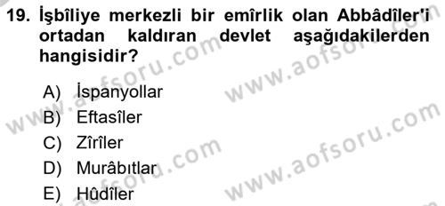 İslam Tarihi ve Medeniyeti 1 Dersi 2018 - 2019 Yılı Yaz Okulu Sınav Soruları 19. Soru