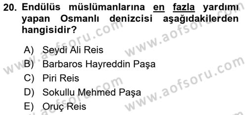 İslam Tarihi ve Medeniyeti 1 Dersi 2019 - 2020 Yılı (Final) Dönem Sonu Sınav Soruları 20. Soru