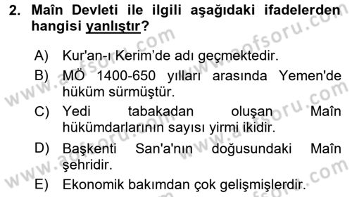 İslam Tarihi ve Medeniyeti 1 Dersi 2021 - 2022 Yılı (Vize) Ara Sınav Soruları 2. Soru