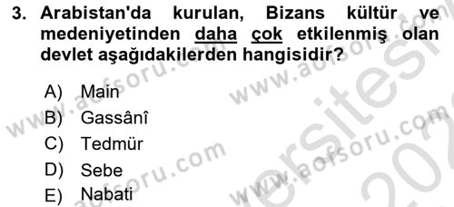 İslam Tarihi ve Medeniyeti 1 Dersi Ara Sınavı Deneme Sınav Soruları 3. Soru