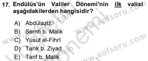 İslam Tarihi ve Medeniyeti 1 Dersi 2021 - 2022 Yılı (Final) Dönem Sonu Sınav Soruları 17. Soru