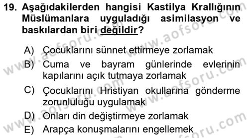 İslam Tarihi ve Medeniyeti 1 Dersi 2021 - 2022 Yılı (Final) Dönem Sonu Sınav Soruları 19. Soru