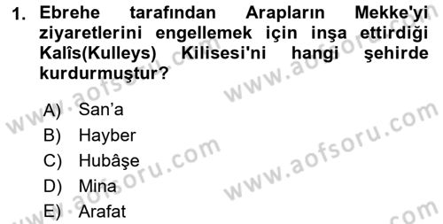 İslam Tarihi ve Medeniyeti 1 Dersi 2021 - 2022 Yılı Yaz Okulu Sınav Soruları 1. Soru